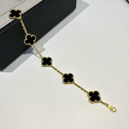[Dawnora Jewelry] CLOVER 5 MOTIF ONYXS BRACELET COLLECTION