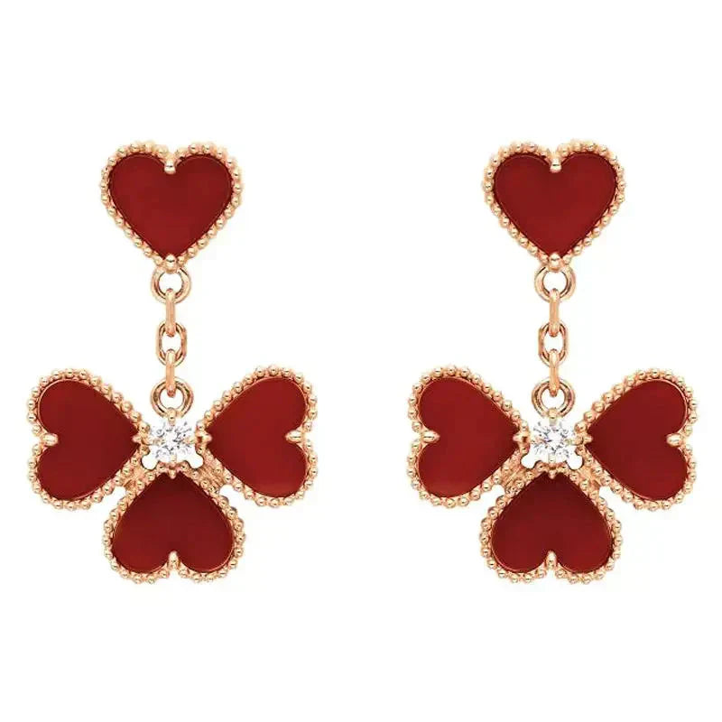 [Dawnora Jewelry]SWEET CLOVER CARNELIAN EARRINGS