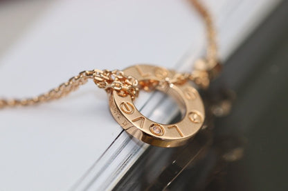 [Dawnora Jewelry]LOVE NECKLACE ADJUSTABLE ROSE GOLD 2 DIAMOND