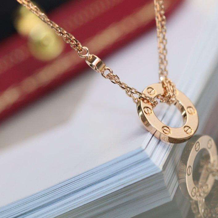 [Dawnora Jewelry]LOVE NECKLACE ADJUSTABLE ROSE GOLD 2 DIAMOND