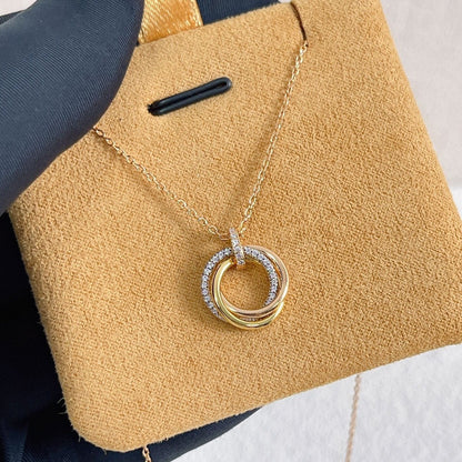 [Dawnora Jewelry]TRINITY NECKLACE SILVER GOLD PINK GOLD DIAMONDS