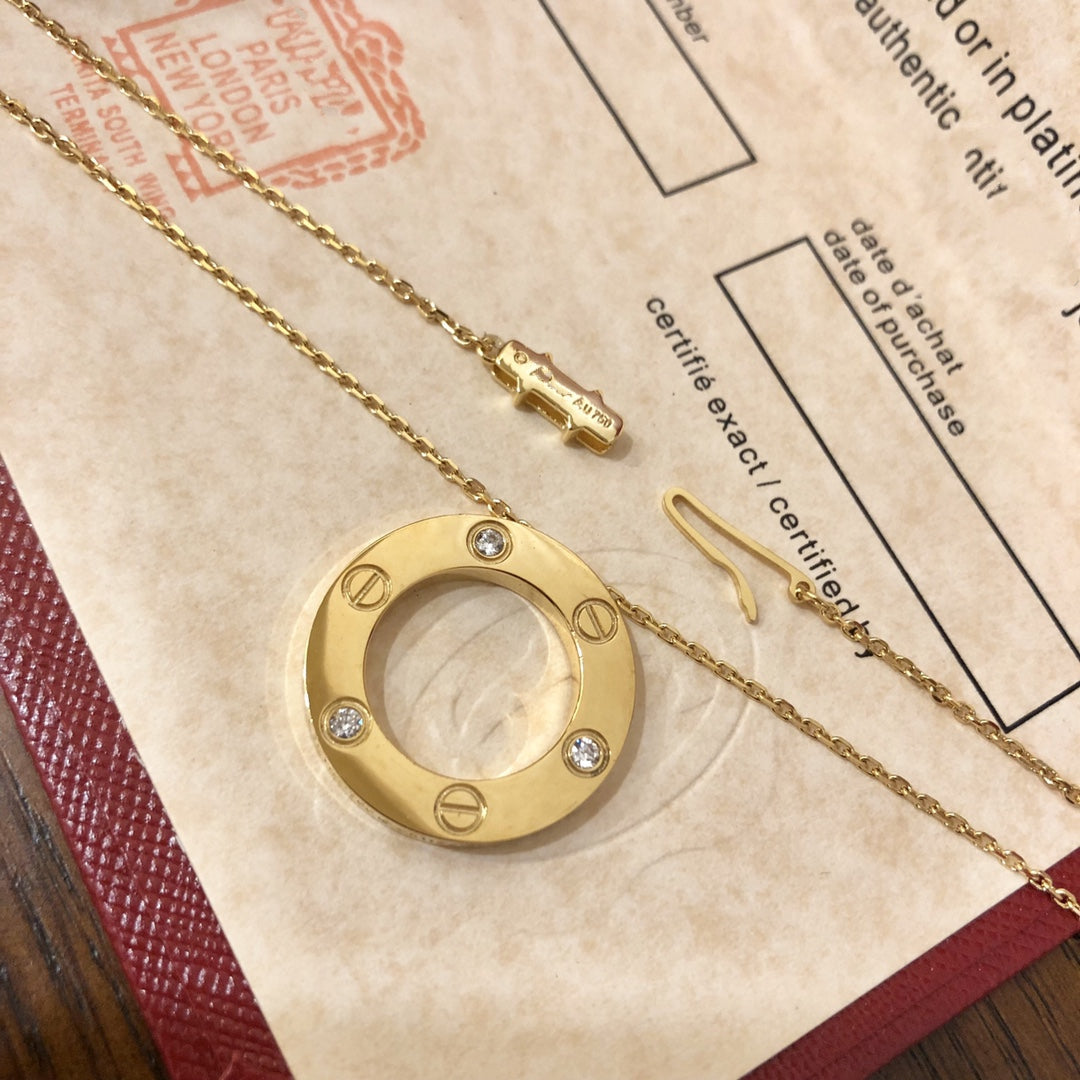 [Dawnora Jewelry]LOVE NECKLACE 16MM 3 DIAMONDS