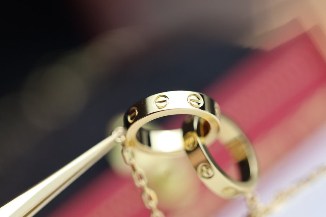 [Dawnora Jewelry]LOVE NECKLACE DOUBLE RING GOLD