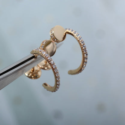 [Dawnora Jewelry]JUSTE EARRINGS 12.75MM PINK GOLD DIAMOND
