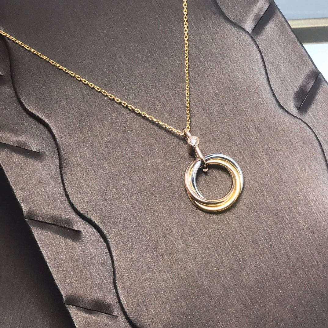 [Dawnora Jewelry]TRINITY SILVER GOLD PINK GOLD NECKLACE
