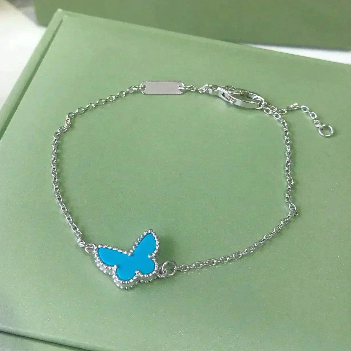 [Dawnora Jewelry]BUTTERFLY TURQUOISE BUTTERFLY BRACELET SILVER