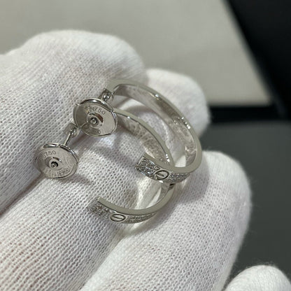 [Dawnora Jewelry]LOVE DIAMOND SILVER HOOP EARRINGS