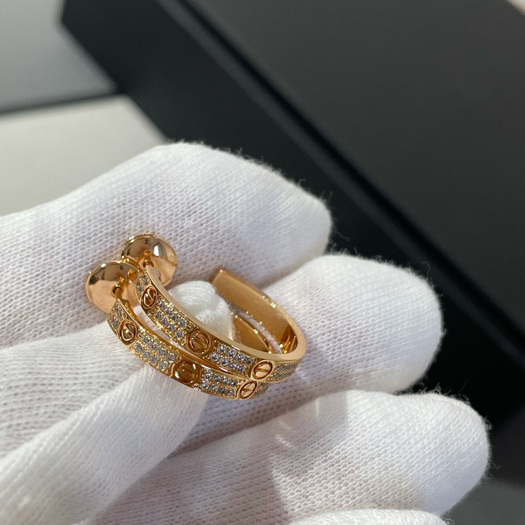 [Dawnora Jewelry]LOVE DIAMOND PINK GOLD HOOP EARRINGS