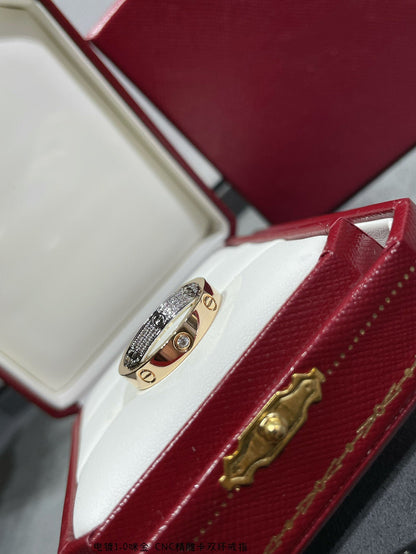 [Dawnora Jewelry]LOVE PINK GOLD SILVER DIAMOND DOUBLE RING