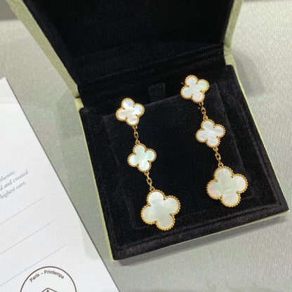 [Dawnora Jewelry]CLOVER MOP 3 MOTIFS GOLD EARRINGS