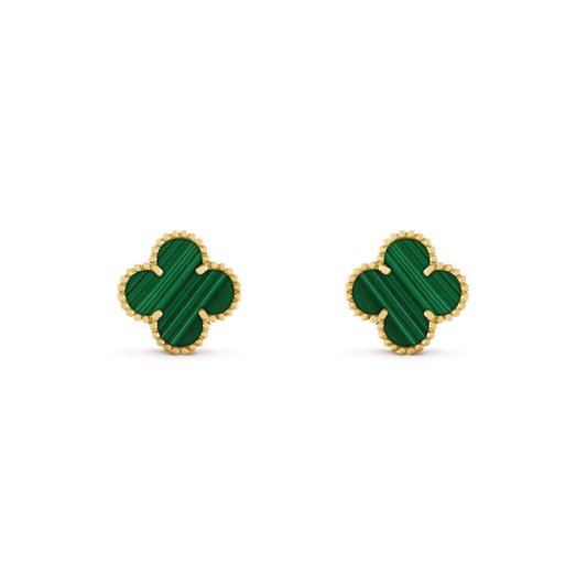 [Dawnora Jewelry]CLOVER MEDIUM 1 MOTIFS MALACHITE  EARRINGS