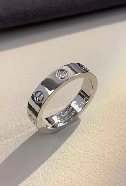 [Dawnora Jewelry]LOVE RING 4MM 1 DIAMOND SILVER