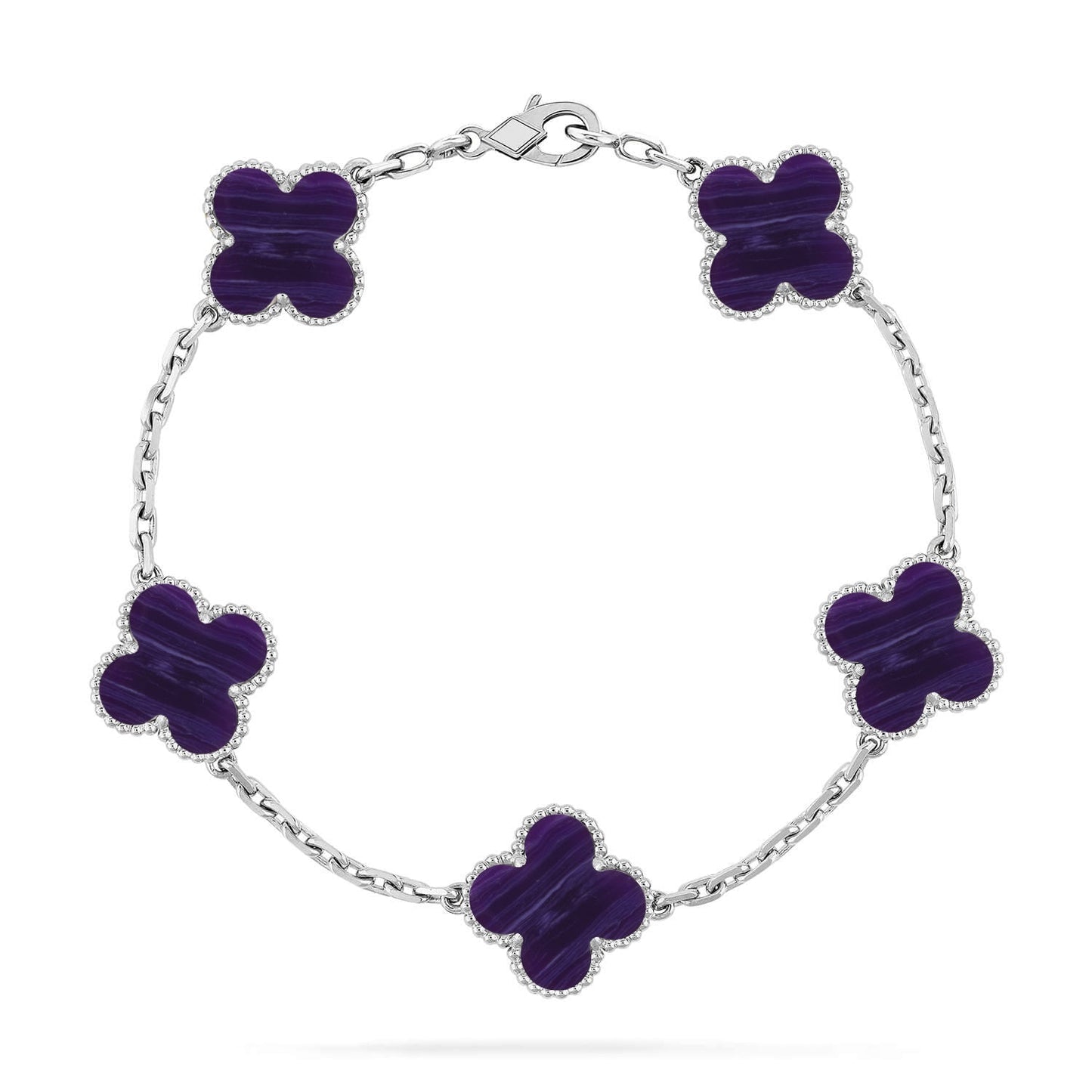 [Dawnora Jewelry]CLOVER 5 MOTIF PURPLE STRIPES BRACELET COLLECTION
