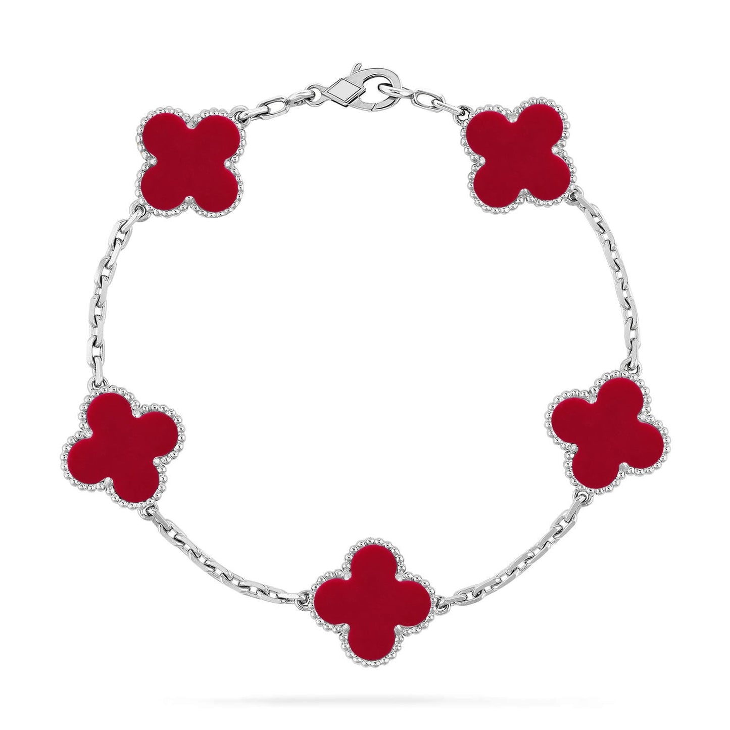 [Dawnora Jewelry] CLOVER 5 MOTIF RED CORNELIAN BRACELET COLLECTION
