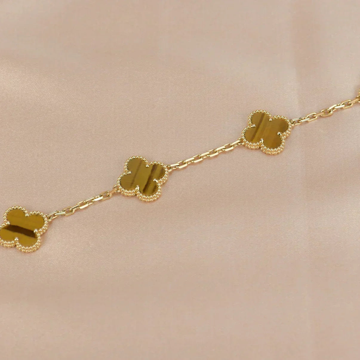 [Dawnora Jewelry] CLOVER 5 MOTIFS TIGER EYE BRACELET COLLECTION