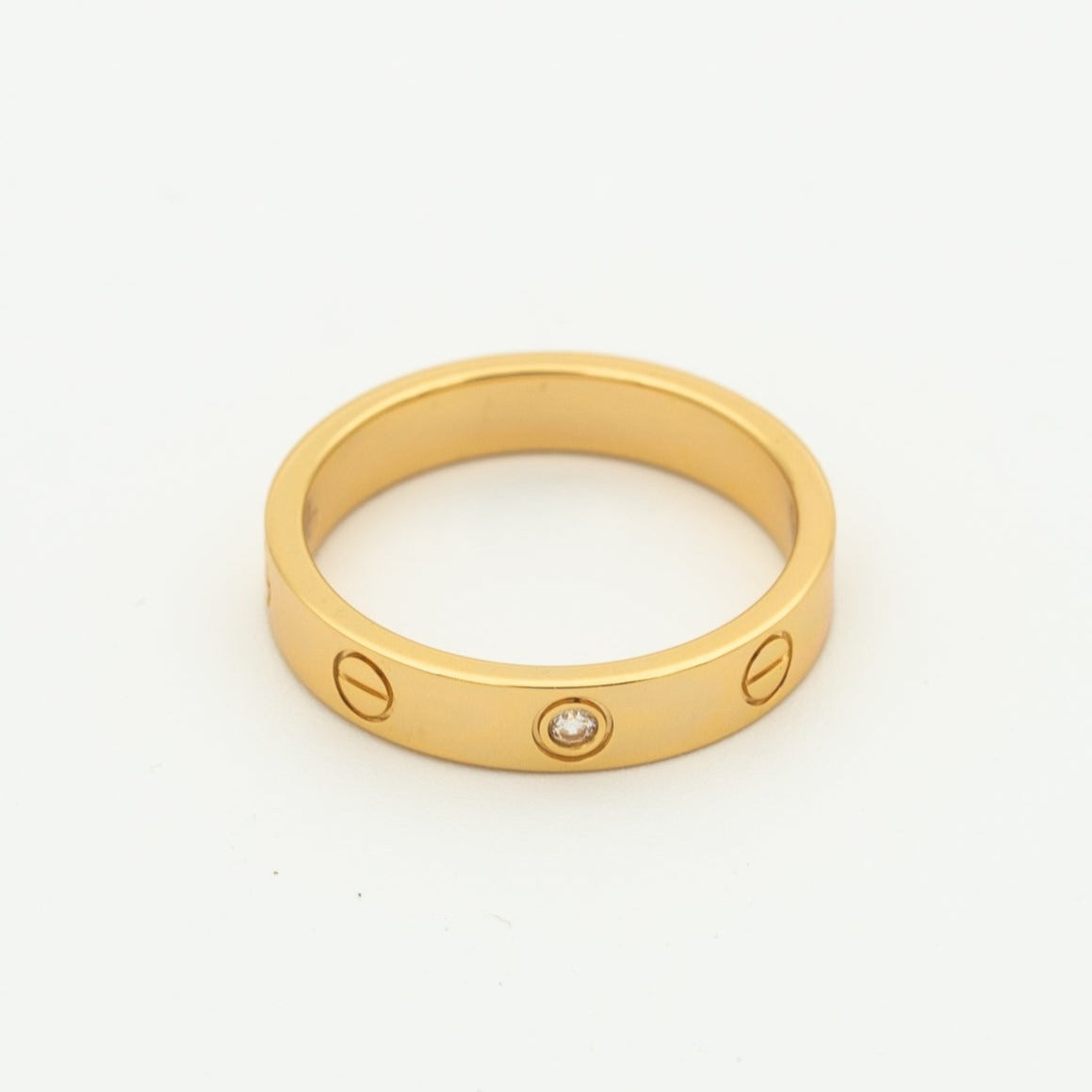 [Dawnora Jewelry]LOVE RING 4MM 1 DIAMOND PINK GOLD