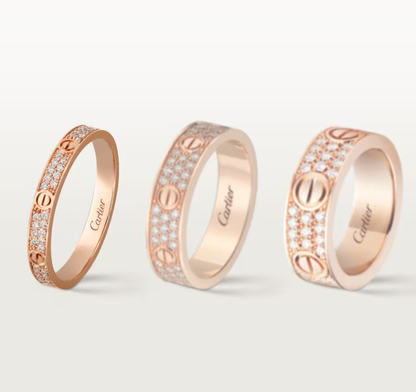 [Dawnora Jewelry]LOVE RING 2.6mm-wide full-diamond ring Rose Gold