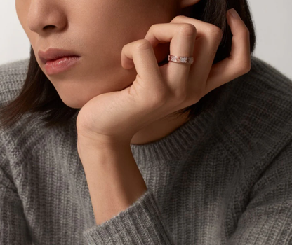 [Dawnora Jewelry]LOVE RING 4mm-wide full-diamond ring Rose Gold