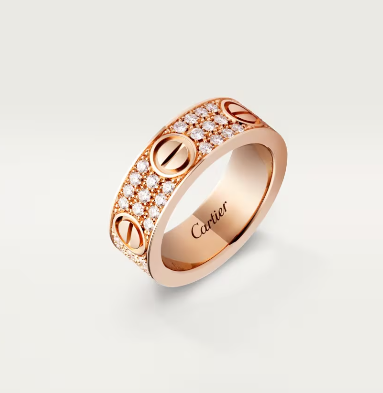 [Dawnora Jewelry]LOVE RING 6.5mm-wide full-diamond ring Rose Gold