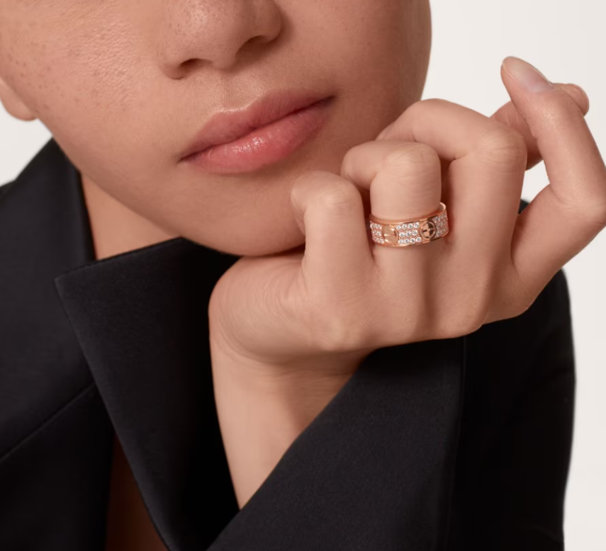 [Dawnora Jewelry]LOVE RING 6.5mm-wide full-diamond ring Rose Gold