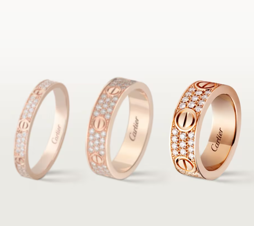 [Dawnora Jewelry]LOVE RING 6.5mm-wide full-diamond ring Rose Gold