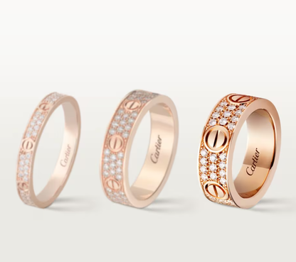 [Dawnora Jewelry]LOVE RING 6.5mm-wide full-diamond ring Rose Gold