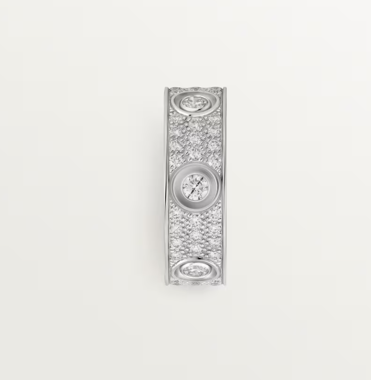 [Dawnora Jewelry]LOVE RING 6.5MM Full Diamond, 6 Major Diamonds Silver