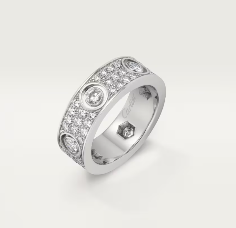 [Dawnora Jewelry]LOVE RING 6.5MM Full Diamond, 6 Major Diamonds Silver