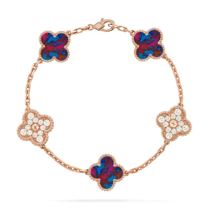 [Dawnora Jewelry]CLOVER 5 MOTIF COLOR GEMSTONES BRACELET COLLECTION