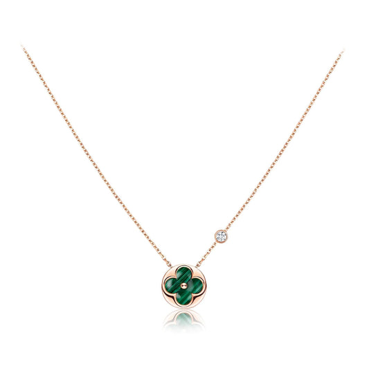 [Dawnora Jewelry]SUN PEDANT PINK GOLD 1 DIAMOND NECKLACE