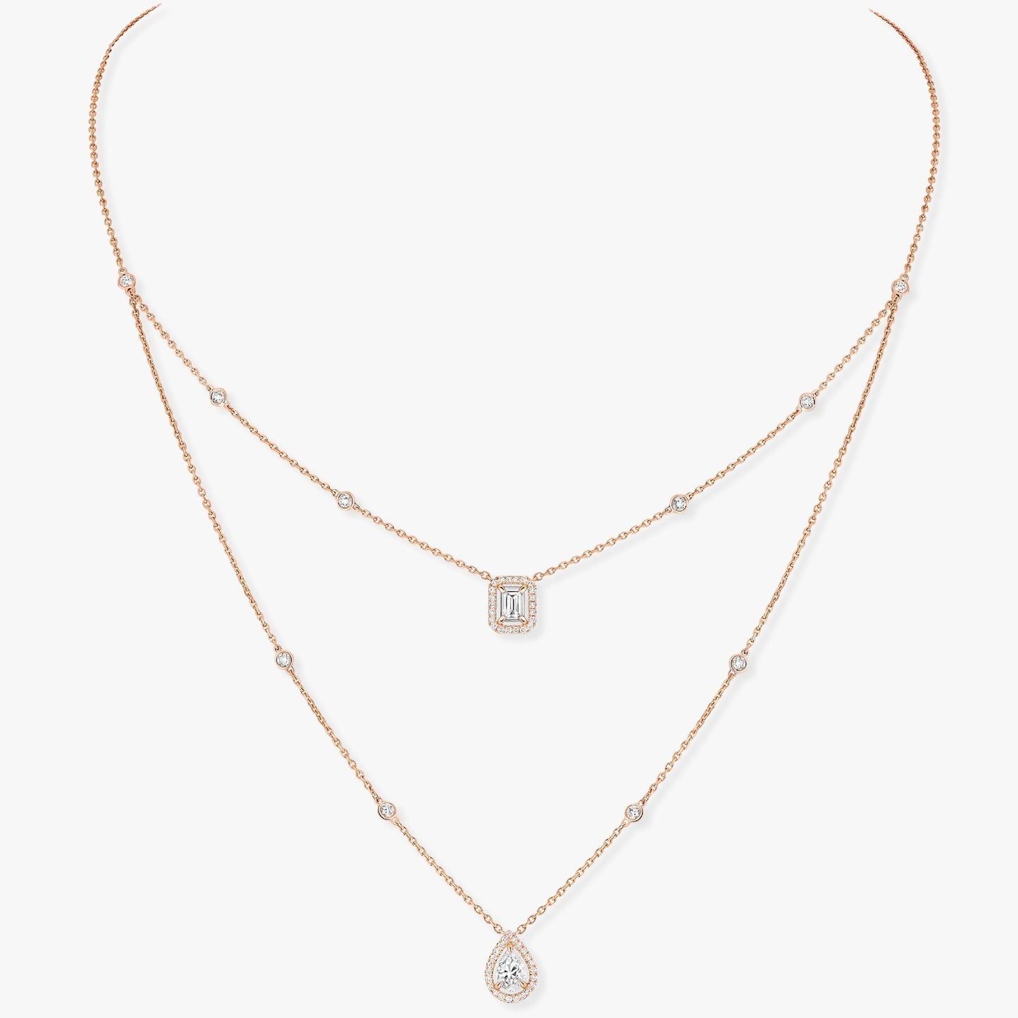 [Dawnora Jewelry]MY TWIN 2 ROW DIAMOND NECKLACE