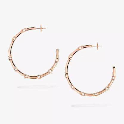 [[Dawnora Jewelry]Move Link Diamond Hoop Earrings