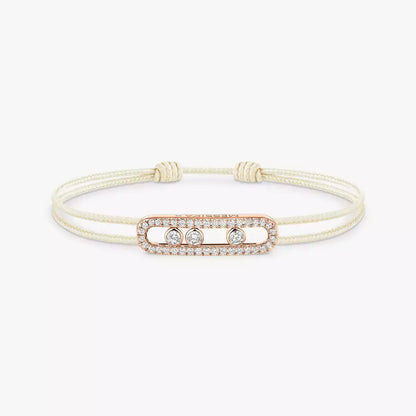 [Dawnora Jewelry]MK Care(s) pink cord pavé bracelet