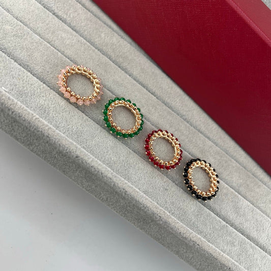 [Dawnora Jewelry]PYRAMID COLORED STONE STUD RING