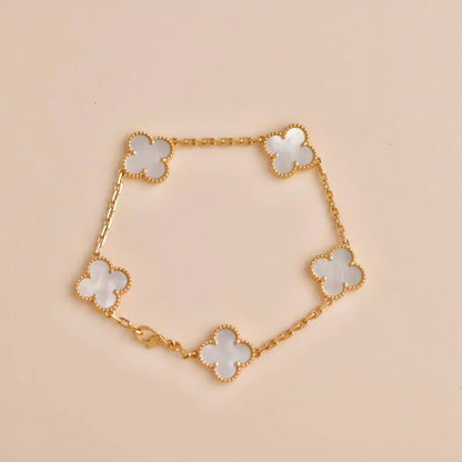 [Dawnora Jewelry]CLOVER WHITE PEARL MOP 5 MOTIF BRACELET COLLECTION
