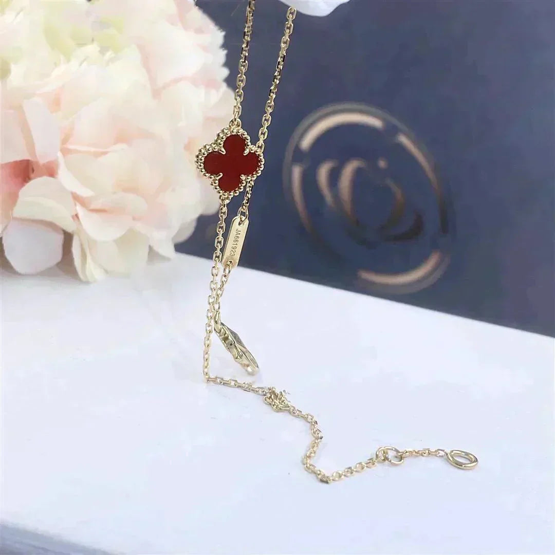 [Dawnora Jewelry]CLOVER  CARNELIAN SINGLE FLOWER BRACELET