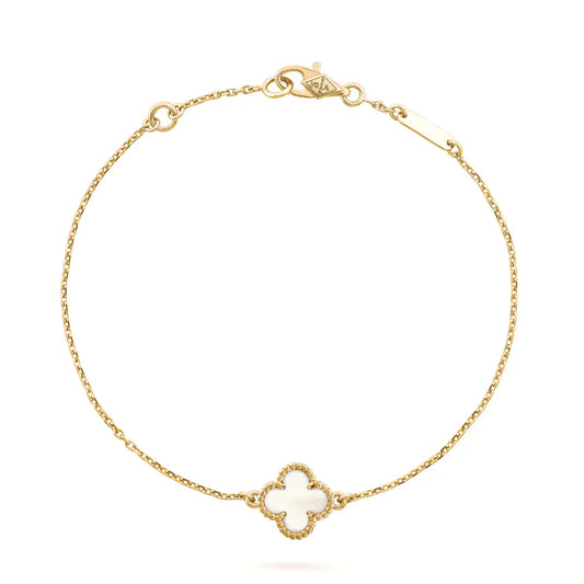[Dawnora Jewelry]CLOVER WHITE MOP SINGLE FLOWER BRACELET