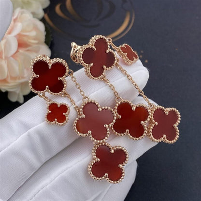 [Dawnora Jewelry]CLOVER EARRINGS CARNELIAN 4 MOTIFS PINK GOLD