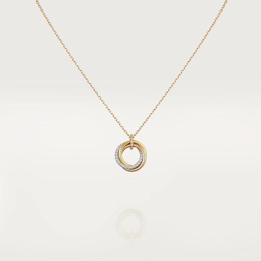 [Dawnora Jewelry]TRINITY NECKLACE SILVER GOLD PINK GOLD DIAMONDS