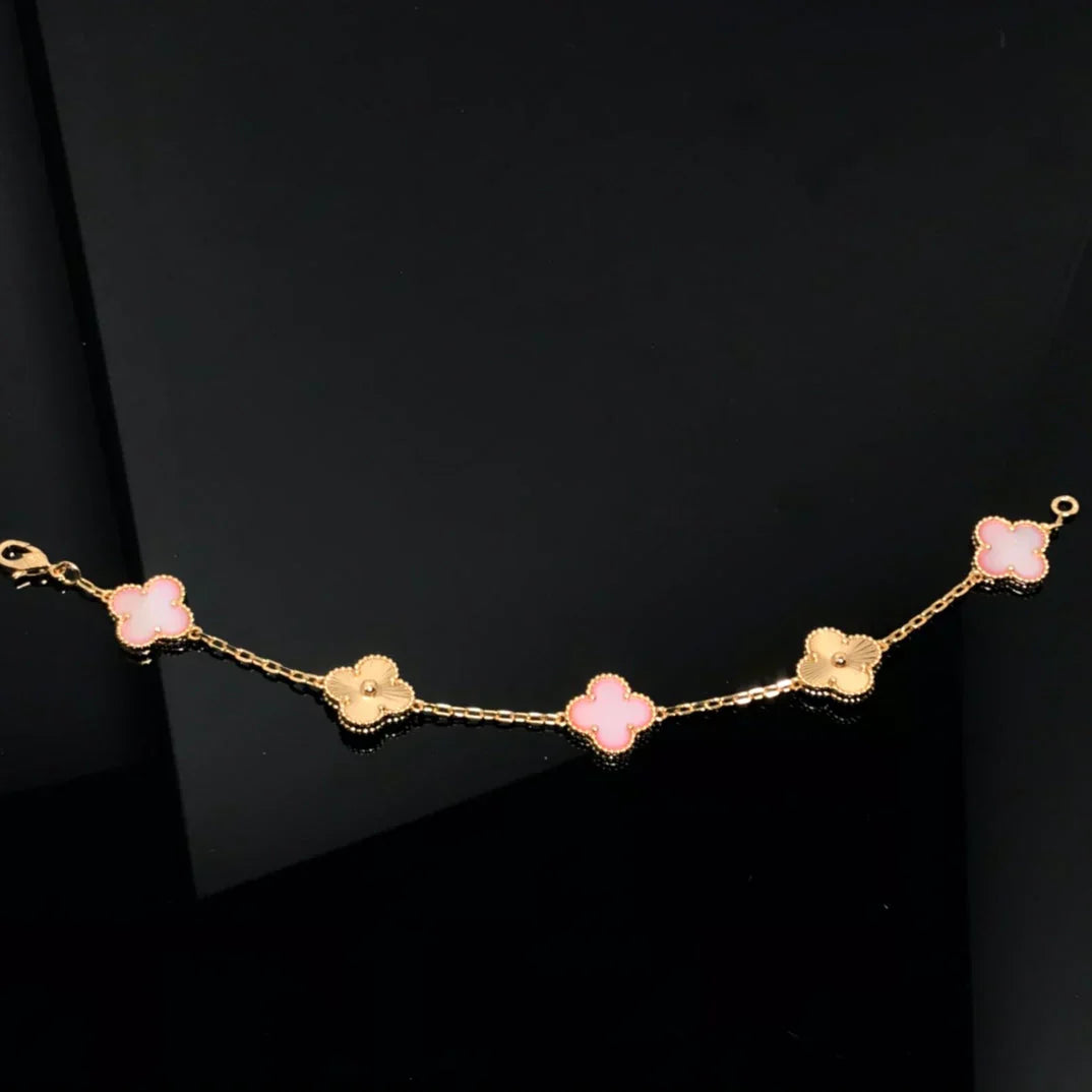 [Dawnora Jewelry] CLOVER 5 MOTIFS  PINK MOP BRACELET COLLECTION